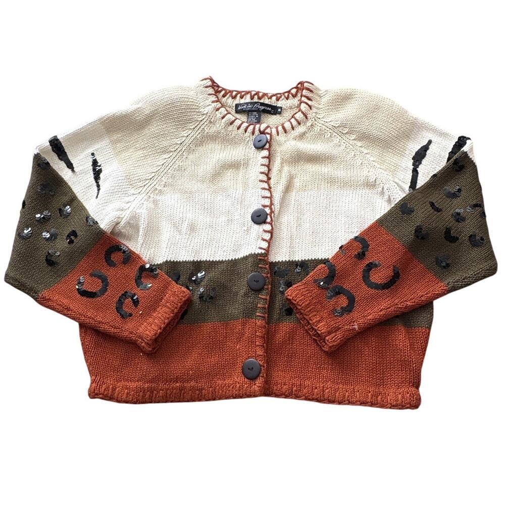 Vintage Deadstock Cropped Folk Art Cardigan With Tags